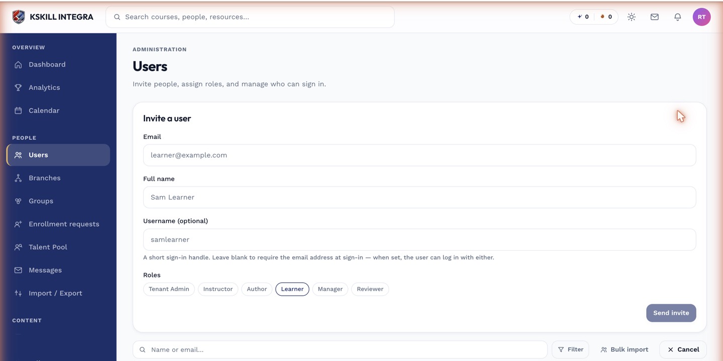 Invite user drawer showing custom profile fields