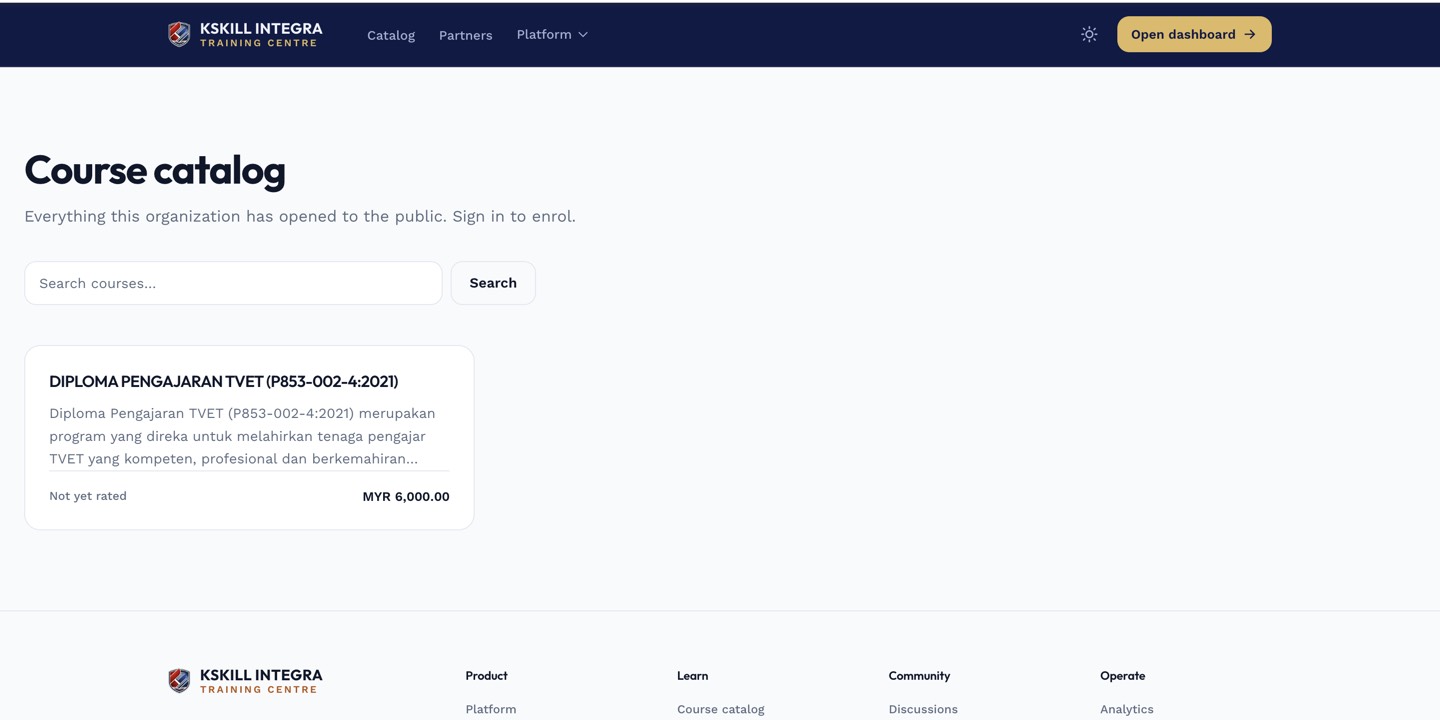 Course catalog for learners