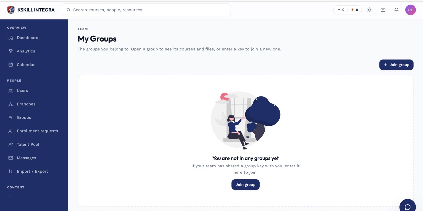 Learner My Groups empty state