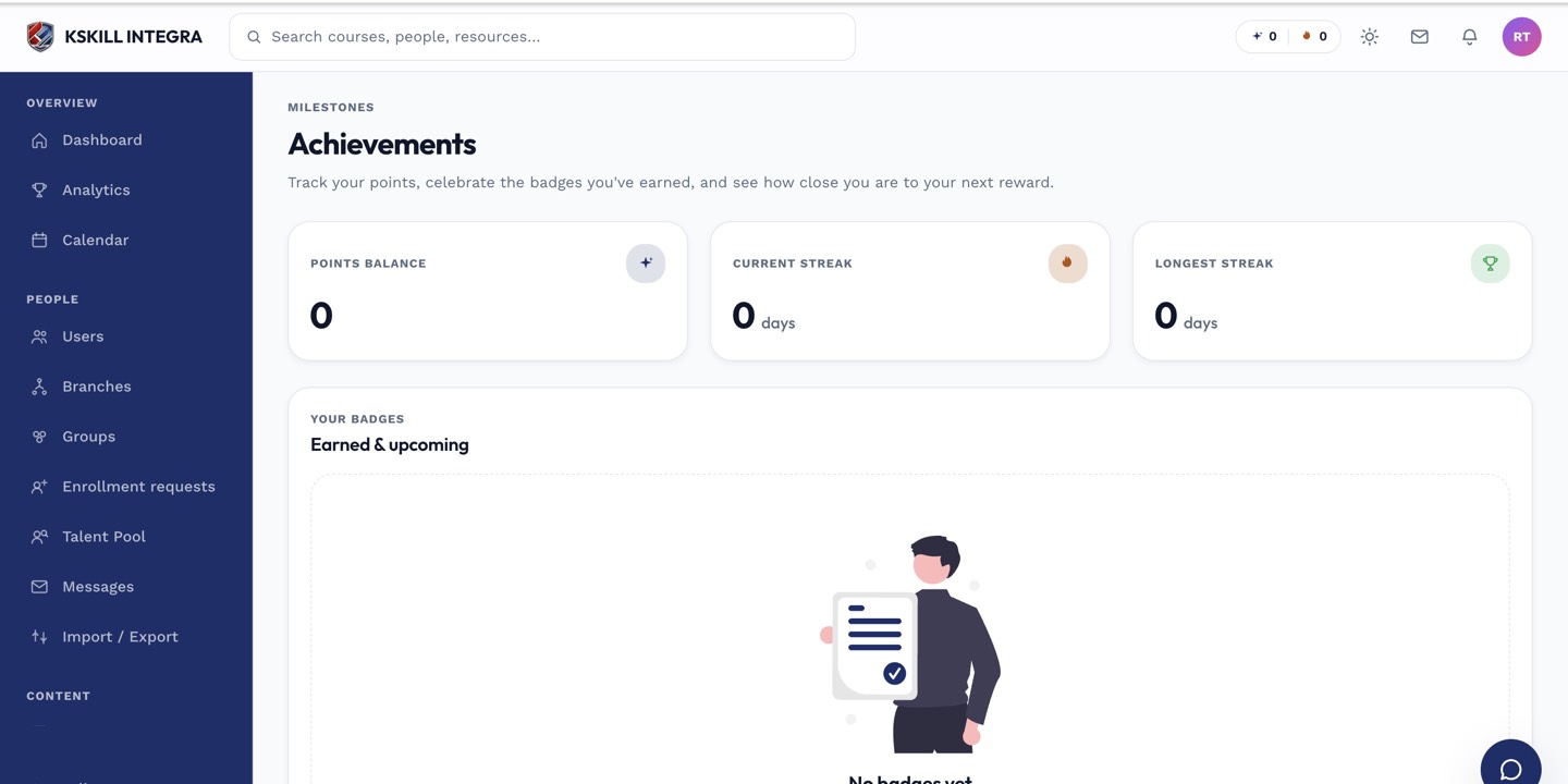 Learner achievements and badges